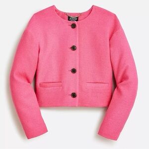 J Crew Collection lady bomber jacket cotton-blend bouclé Retro Bolo Cropped Coat